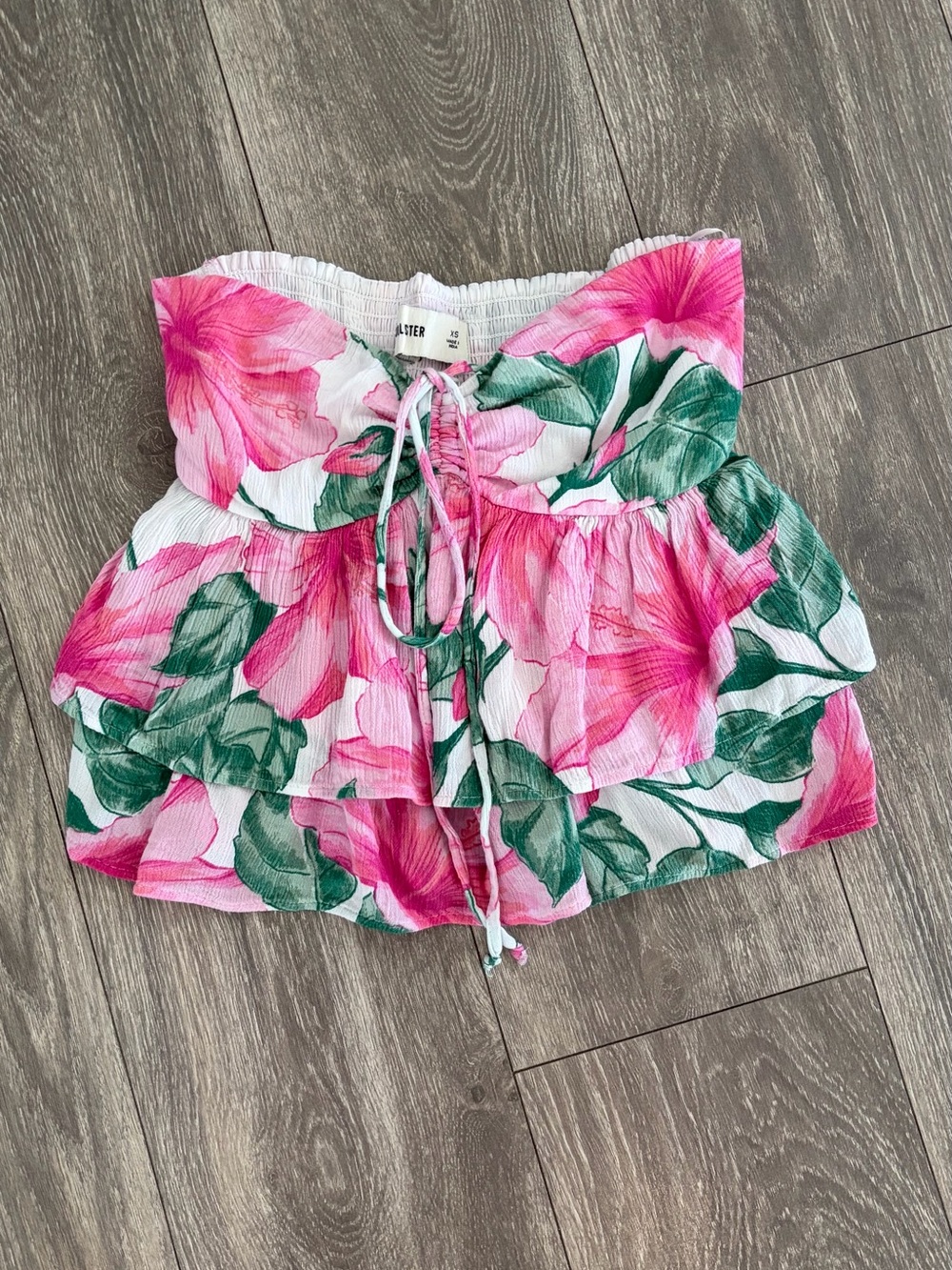 Floral Smocked Strapless top with Tie